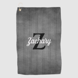 Toalla De Golf Personalizado Gris Vintage Pinstripe Retro Monogra