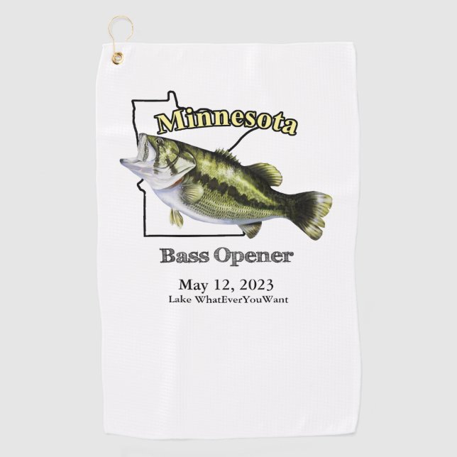 Toalla De Golf Personalizado Lago/Fecha Minnesota Bass Opener Toa (Anverso)