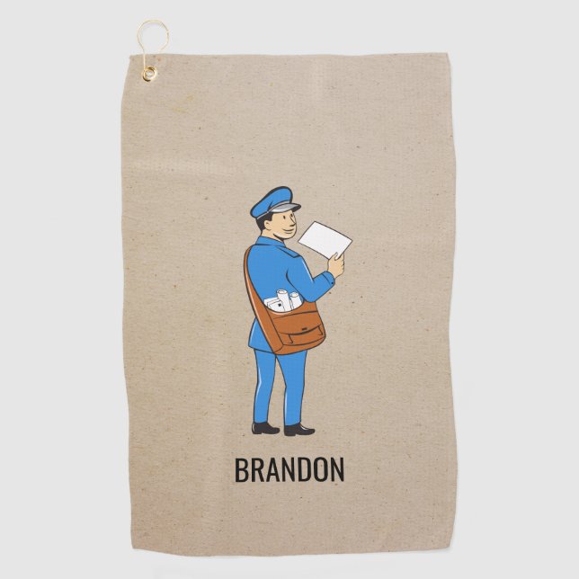 Toalla De Golf Personalizado Mailman Retro Carta Carrier (Anverso)