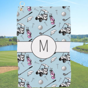 Toalla De Golf Personalizado moderno azul rosa Lady Golfer Cute i