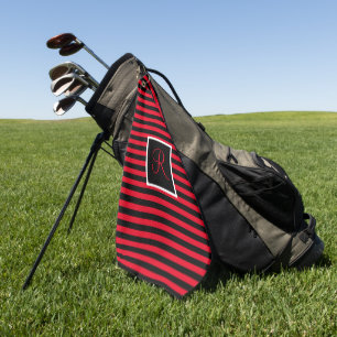 Toalla De Golf Personalizado moderno lindo inicial rojo y negro r