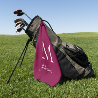 Toalla De Golf Personalizado Monograma Fuchsia Blanco