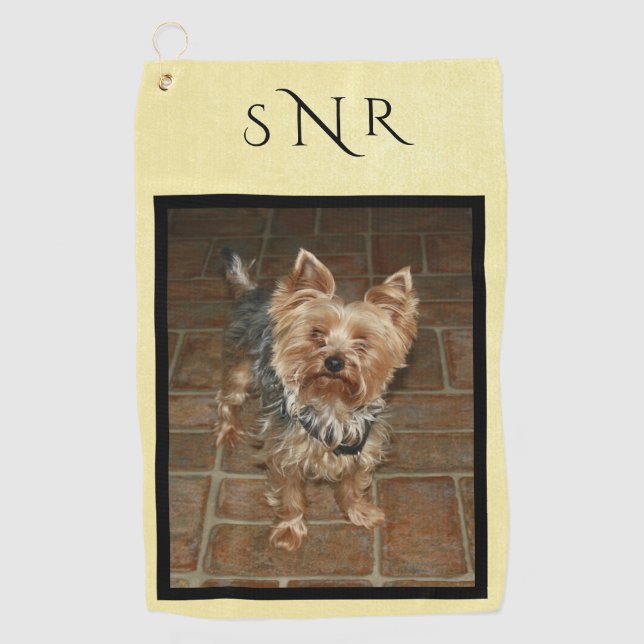 Toalla De Golf Personalizado Monogramed Mascota o foto familiar (Anverso)