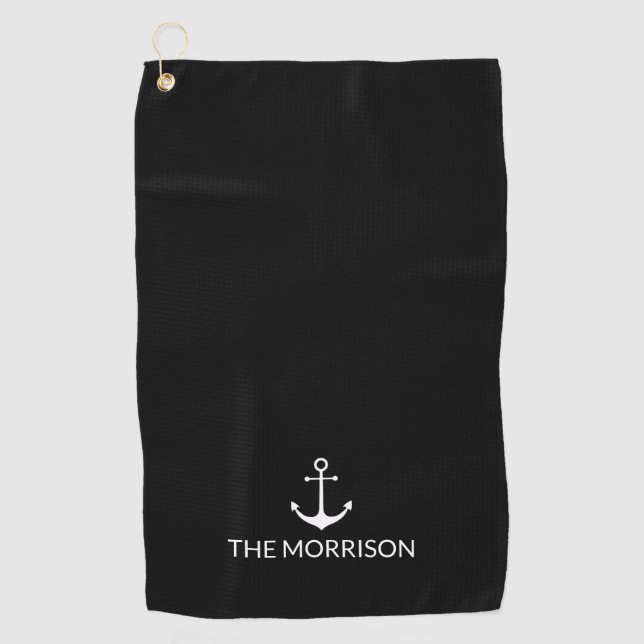 Toalla De Golf Personalizado Náutico Nombre del bote Anuncio blan (Anverso)