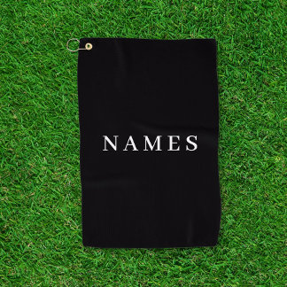 Toalla De Golf Personalizado negro simple Añadir su nombre elegan