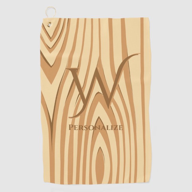 Toalla De Golf Personalizado personalizado de la madera marrón de (Anverso)