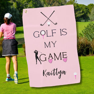Toalla De Golf Personalizado Rosa Golf Moderno es Mi Juego Person
