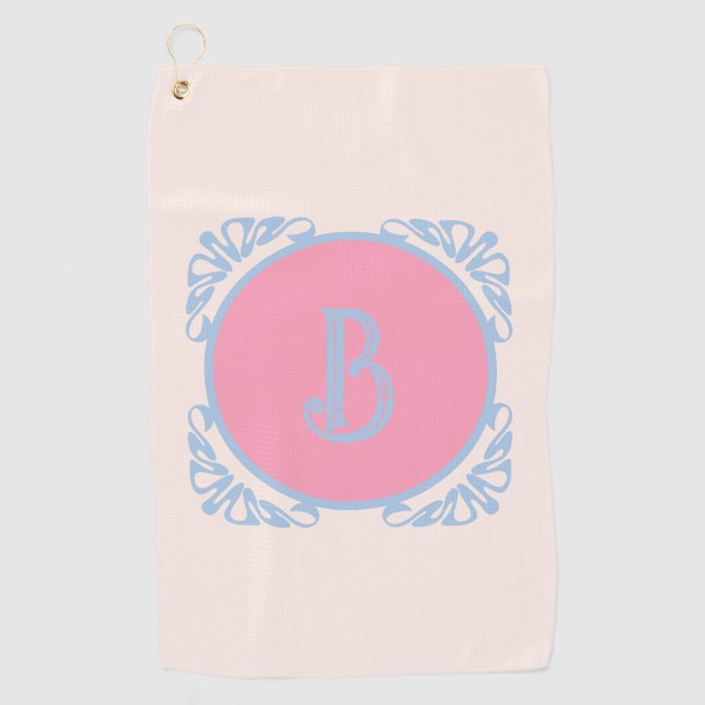 Toalla De Golf Personalizado rosa y azul  (Anverso)