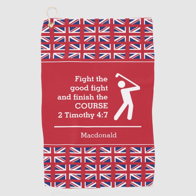 Toalla De Golf Personalizado UK UNION JACK Christian (Anverso)