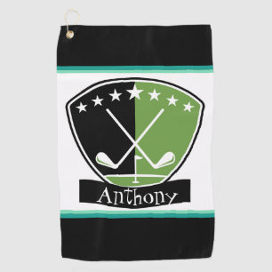 Toalla De Golf Personalizado verde y negro