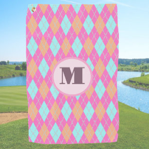 Toalla De Golf Personalizados monopólicas de argyle rosa divertid
