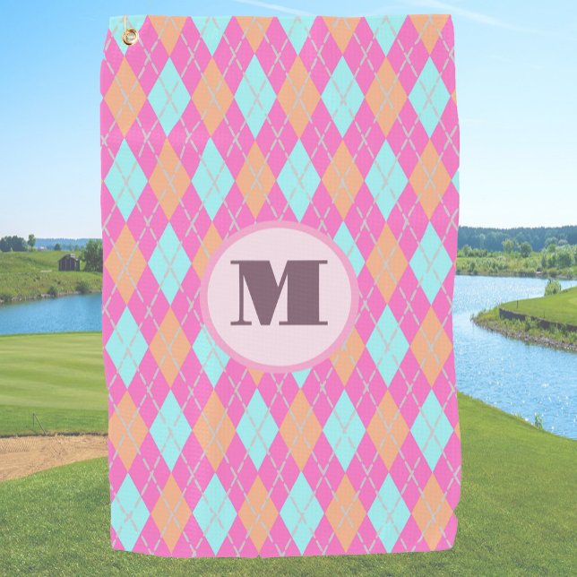 Toalla De Golf Personalizados monopólicas de argyle rosa divertid (Subido por el creador)