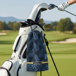 Toalla De Golf Personalized Blue Leopard Print Tropical Floral