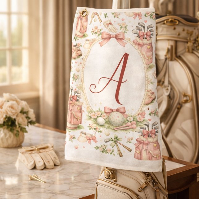 Toalla De Golf Personalized Blush Bow Golf Monogram (Subido por el creador)