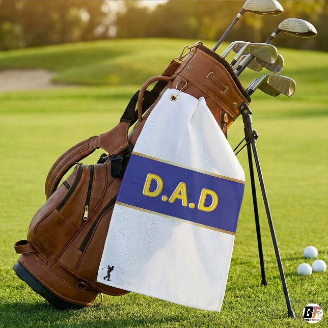 Toalla De Golf Personalized D.A.D Blue & Yellow Custom Father's D (Subido por el creador)