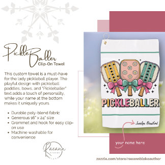 Toalla De Golf  Personalized Ladies' Pickleball Clip-on Towel