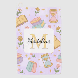 Toalla De Golf Personalized Magic Books Girl School Purple