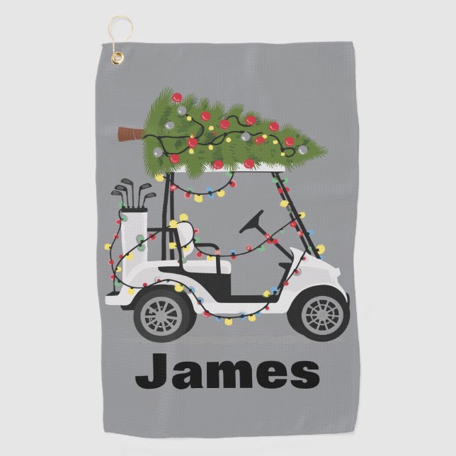Toalla De Golf Personalized Name Golfer Christmas Golf Cart Xmas  (Anverso)