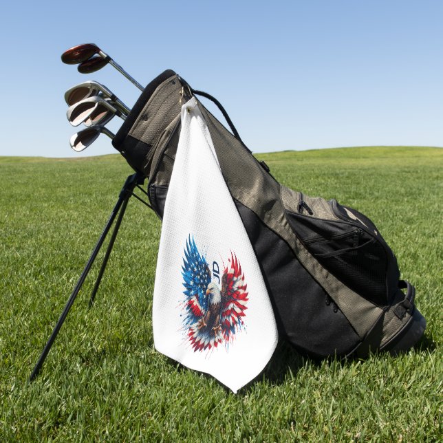 Toalla De Golf Personalized Patriotic Colors America Bold Eagle (Verde)