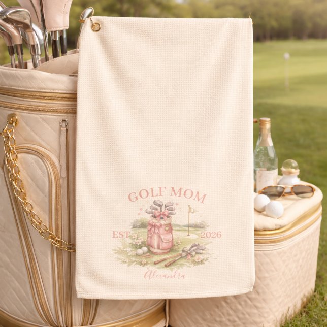 Toalla De Golf Personalized Pink Bow Golf Mom (Subido por el creador)