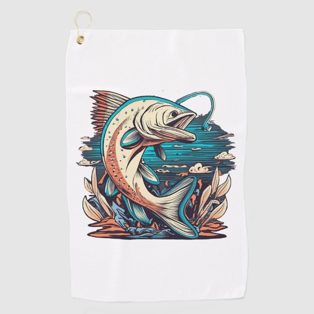 Toalla De Golf Pescado de amor de pesca (Anverso)