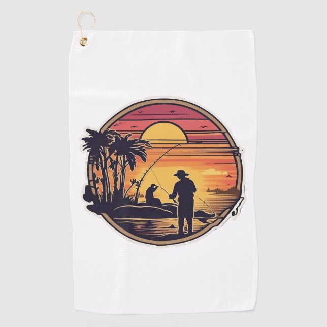 Toalla De Golf Pescado pesquero retro (Anverso)