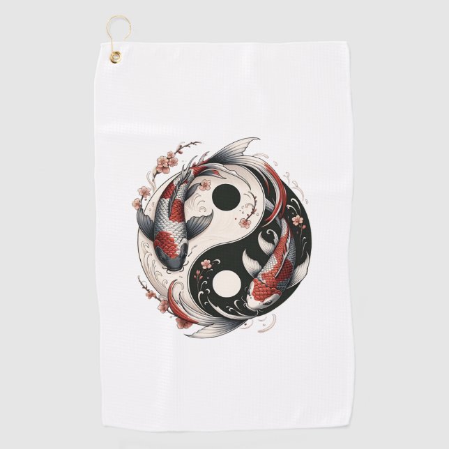 Toalla De Golf Pez Koi Japonés Yin Yáng (Anverso)