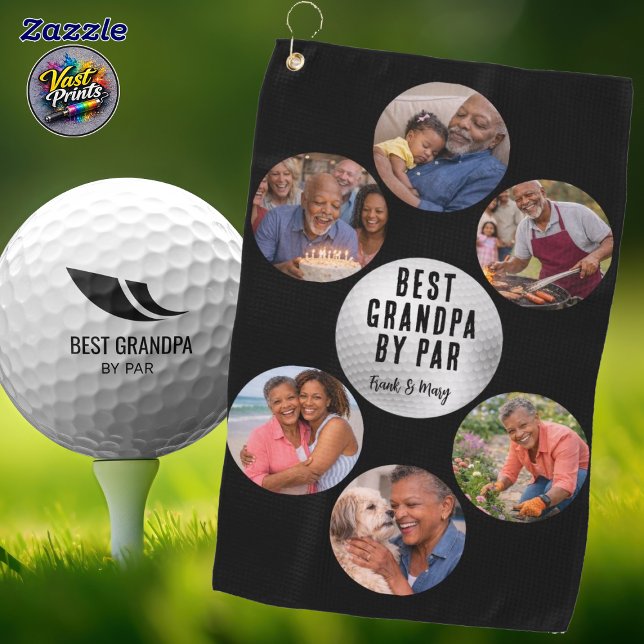 Toalla De Golf Photo Collage with Custom Text (Photo Collage with Custom Text Golf Towel)