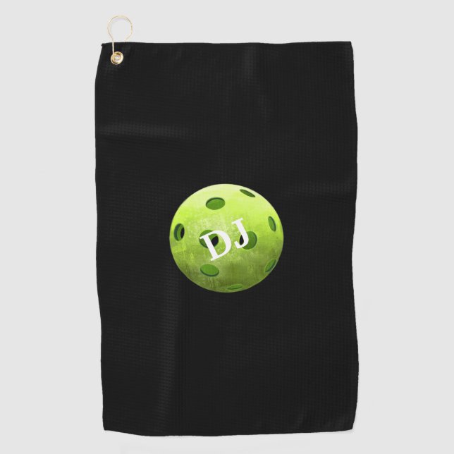 Toalla De Golf Pickleball Green Initials Sweat Towel (Anverso)