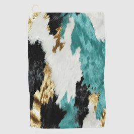 Toalla De Golf Piel de vaca blanco negro de oro verde turquesa