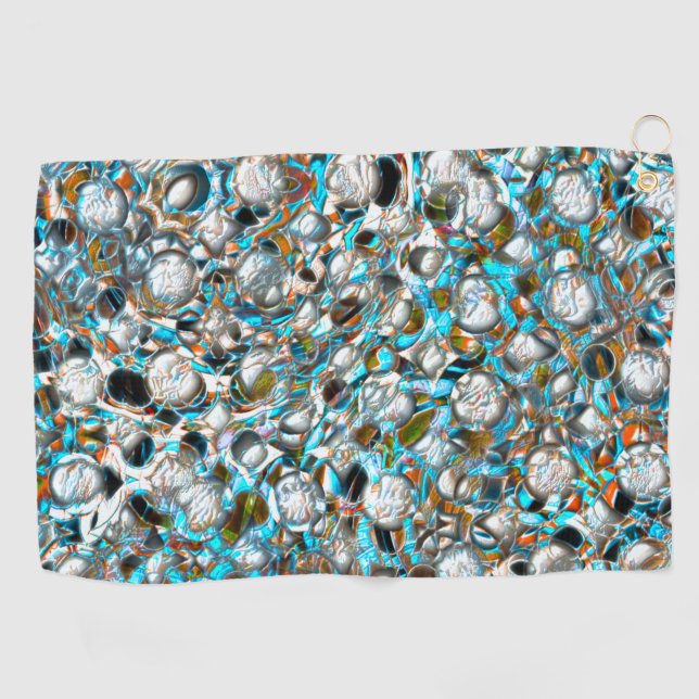 Toalla De Golf Pieza azulada perforada sobre textura blanca (Horizontal)