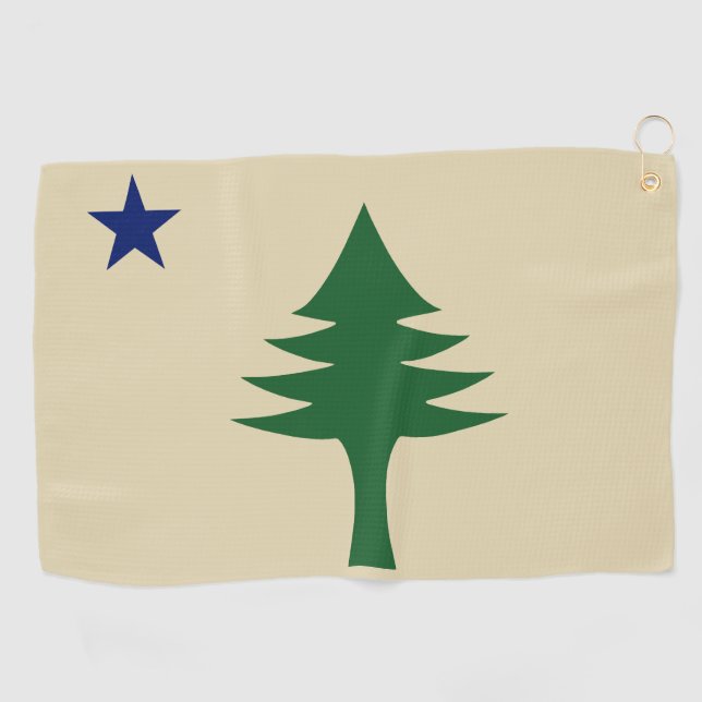 Toalla De Golf Pine tree and star 1901 flag of Maine State (Horizontal)