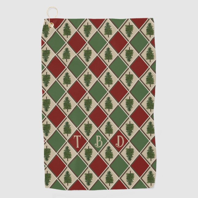 Toalla De Golf Pine Trees y Harlequin Golf Toque (Anverso)