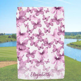 Toalla De Golf Pink Butterflies Personalized Golf Towel