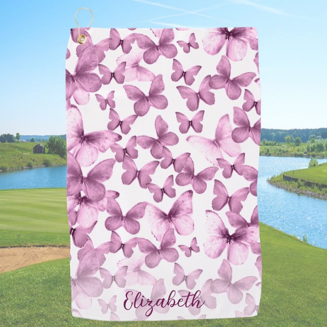 Toalla De Golf Pink Butterflies Personalized Golf Towel (Subido por el creador)
