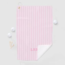 Toalla De Golf Pink Candy Stripe Design Tiny Initials Monogram