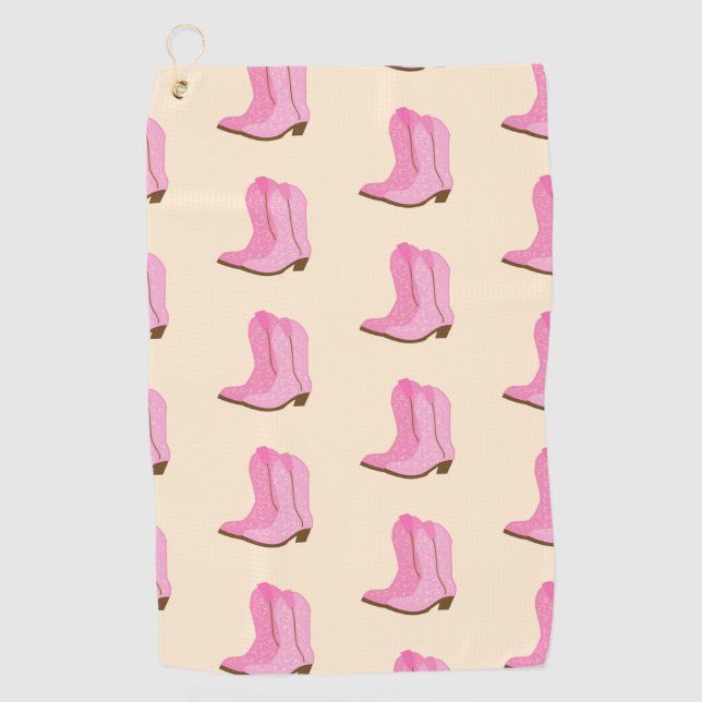 Toalla De Golf Pink Cowgirl Cowboy Boots Country Texas Ranch (Anverso)