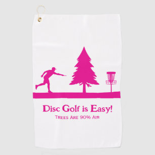 Toalla De Golf Pink Funny Disk Golf Poniendo con el obstáculo del