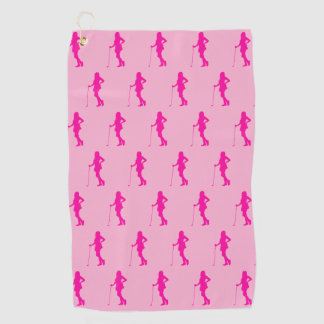 Toalla De Golf Pink Golf Lady Silhouette Golf Towel