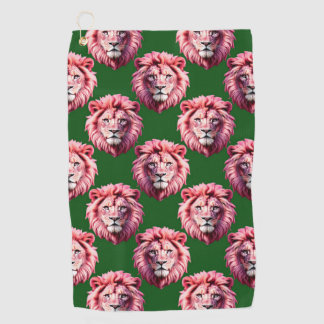 Toalla De Golf Pink Lion Head Animal Pattern Design Green 