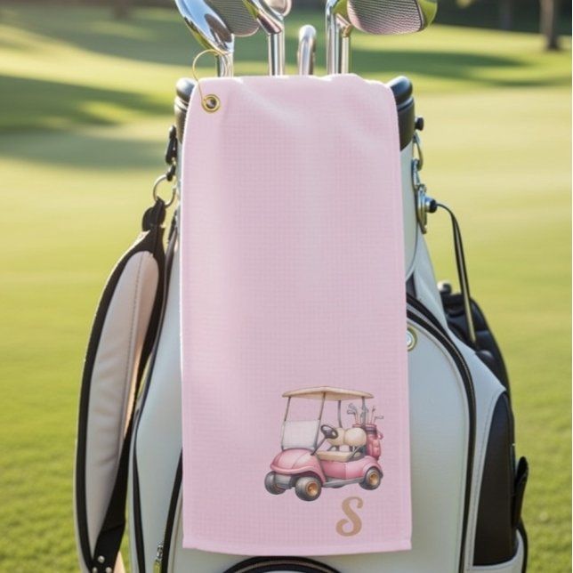 Toalla De Golf Pink Monogram Personalized Design Custom Gift (Subido por el creador)