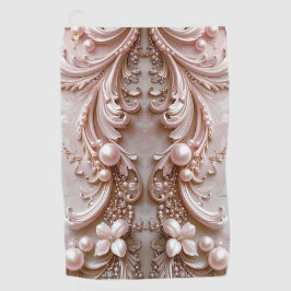 Toalla De Golf Pink Ornate Pearl and Floral Golf Towel