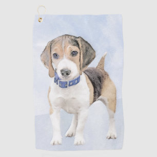 Toalla De Golf Pintura Beagle - Arte Perro Original Cuto