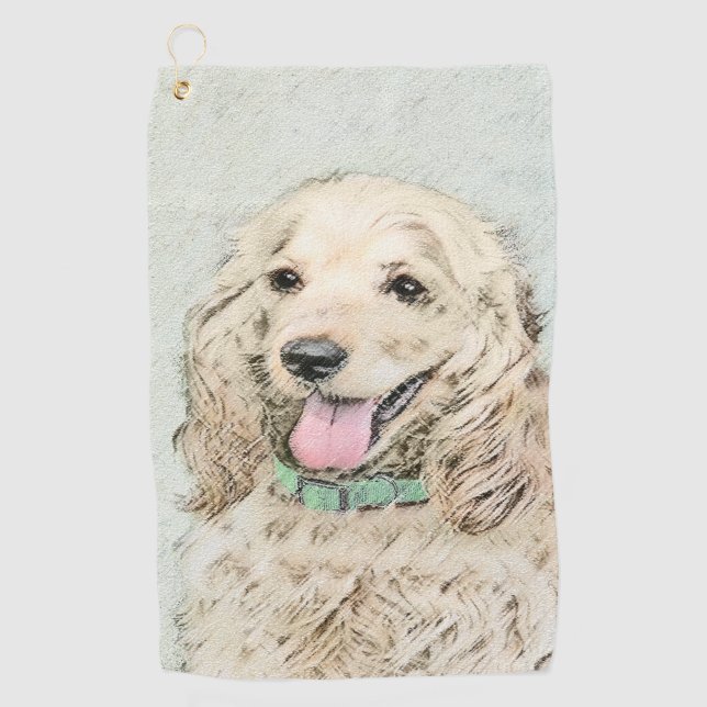 Toalla De Golf Pintura Buff de Cocker Spaniel - Arte Perro Origin (Anverso)