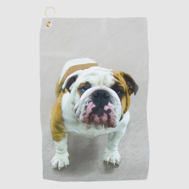Toalla De Golf Pintura de Bulldog: adorable arte original del per (Anverso)