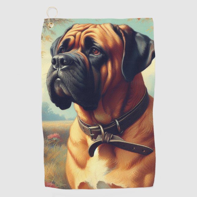 Toalla De Golf Pintura de bullmastiff vintage (Anverso)