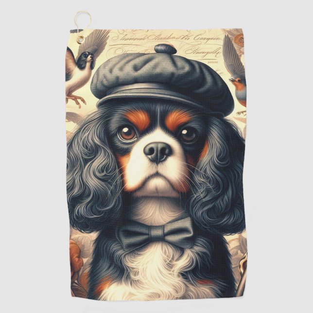 Toalla De Golf Pintura de Cavalier King Charles Spaniel (Anverso)