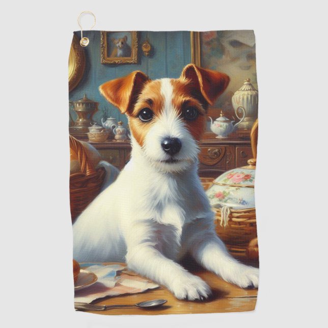 Toalla De Golf Pintura de Jack Russell Terrier (Anverso)