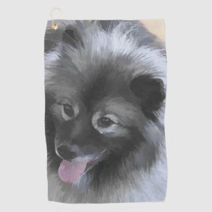 Toalla De Golf Pintura de Keeshond Bailey - Arte de perro origina
