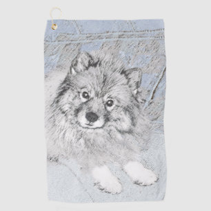 Toalla De Golf Pintura de Keeshond Beth - Arte de Perro Original.
